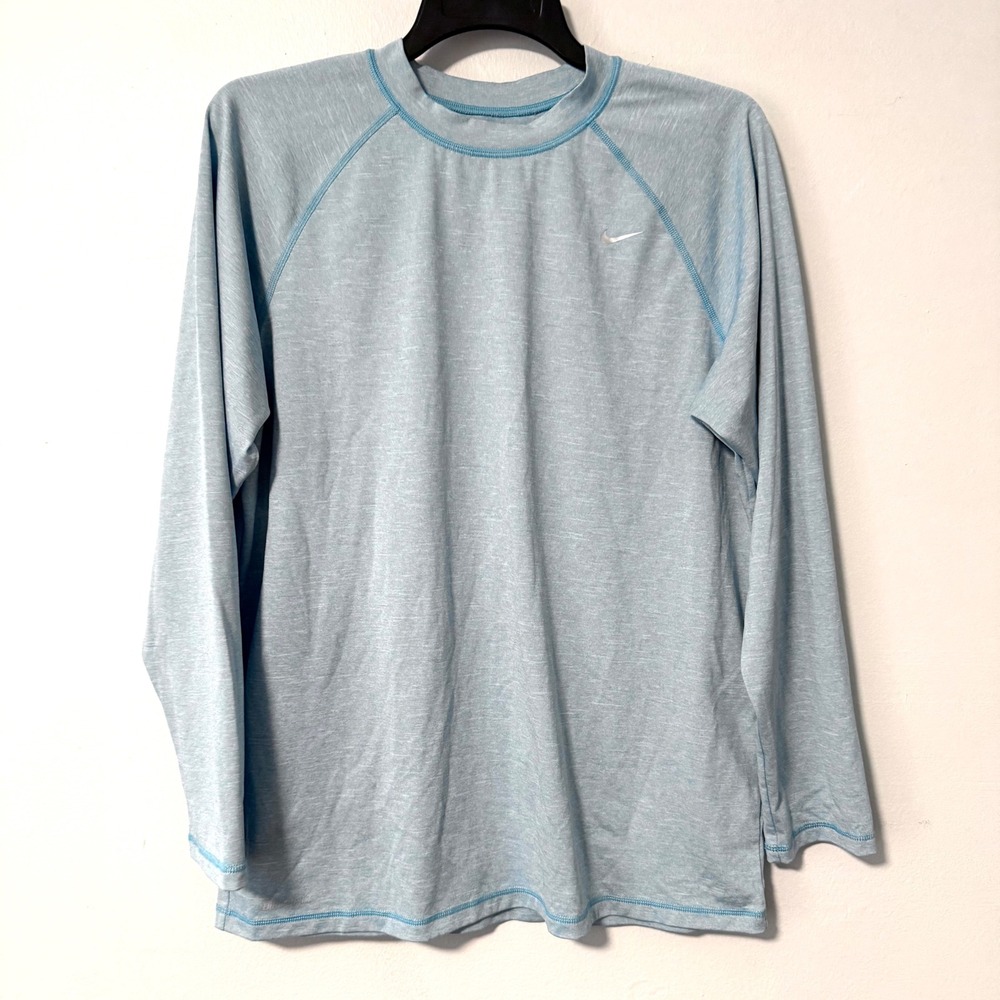 Nike Dri-FIT Mens‎ Long Sleeve Training Shirt Blue Heather Medium Raglan Workout